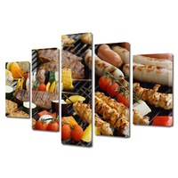 set tablouri multicanvas 5 piese premium art factory truecolor culinar multicolor compozitie frigarui cu legume carnati carne de porc panza pe cadru de lemn decoratiuni moderne pentru casa 100 x 175 cm imagen 58_0_
0