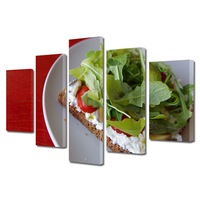 set tablouri multicanvas 5 piese premium art factory truecolor culinar multicolor aperitiv cu crema de branza  salata si rosii panza pe cadru de lemn decoratiuni moderne pentru casa 60 x 100 cm imagen 31_1_
0