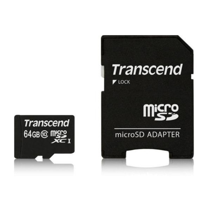 Card de memorie Transcend, microSDXC, 64GB, Class 10, Adapter