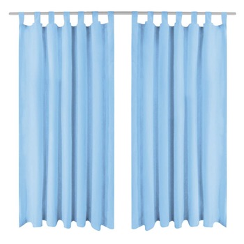 Set de 2 draperii din micro satin cu bride, vidaXL, 140 x 245 cm, Albastru deschis Set de 2 draperii din micro satin cu bride, vidaXL, 140 x 245 cm, Albastru deschis