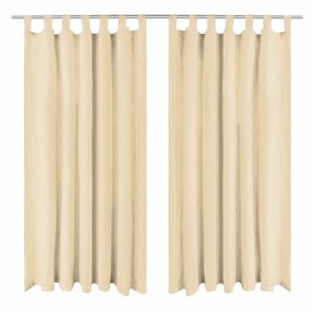 Set de 2 draperii din micro satin cu bride, vidaXL, 140 x 245 cm, Crem Set de 2 draperii din micro satin cu bride, vidaXL, 140 x 245 cm, Crem