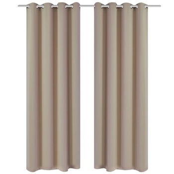 Set de 2 draperii opace cu ocheti metalici, vidaXL, Poliester, 135 x 175 cm, Crem Set de 2 draperii opace cu ocheti metalici, vidaXL, Poliester, 135 x 175 cm, Crem