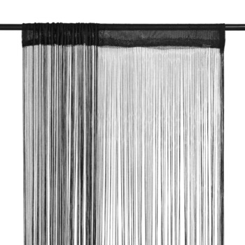 Set de 2 draperii din franjuri, vidaXL, Tesatura, Negru, 100 x 250 cm Set de 2 draperii din franjuri, vidaXL, Tesatura, Negru, 100 x 250 cm