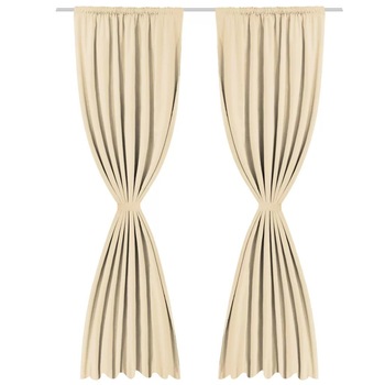 Set de 2 draperii opace, cu strat dublu, vidaXL, Poliester, 140 x 245 cm, Bej Set de 2 draperii opace, cu strat dublu, vidaXL, Poliester, 140 x 245 cm, Bej