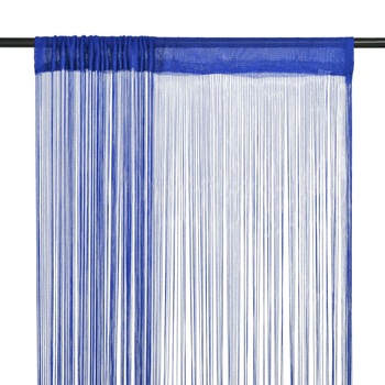 Set de 2 draperii din franjuri, vidaXL, Tesatura, Albastru inchis, 100 x 250 cm