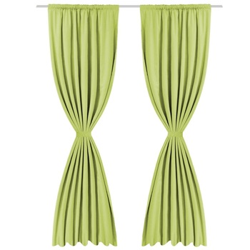 Set de 2 draperii opace, cu strat dublu, vidaXL, Poliester, 140 x 245 cm, Verde Set de 2 draperii opace, cu strat dublu, vidaXL, Poliester, 140 x 245 cm, Verde