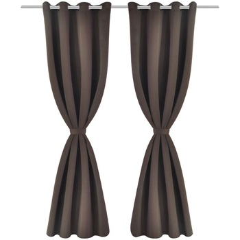 Set de 2 perdele opace cu inele metalice, vidaXL,Tesatura, 135 x 245 cm, Maro Set de 2 perdele opace cu inele metalice, vidaXL,Tesatura, 135 x 245 cm, Maro