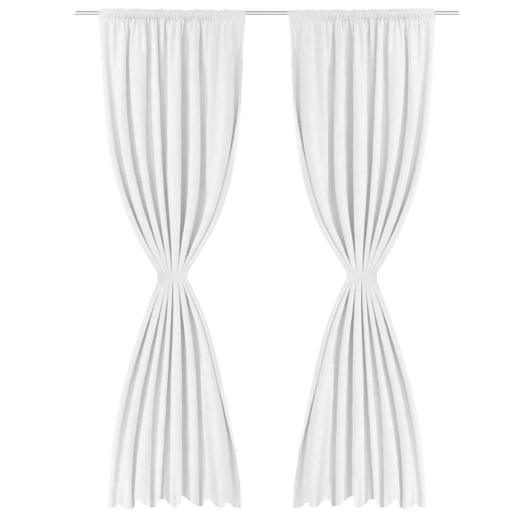 Set de 2 draperii cu strat dublu, vidaXL, 140 x 175 cm, Alb