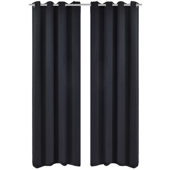 Set de 2 draperii opace cu ocheti metalici, vidaXL, Poliester, 135 x 175 cm, Negru Set de 2 draperii opace cu ocheti metalici, vidaXL, Poliester, 135 x 175 cm, Negru