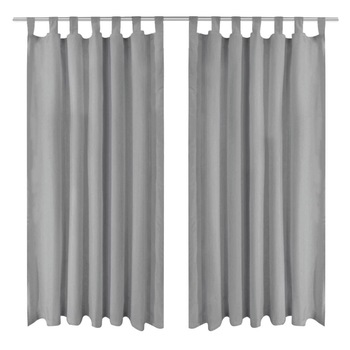 Set de 2 draperii din micro satin cu bride, vidaXL, 140 x 245 cm, Gri Set de 2 draperii din micro satin cu bride, vidaXL, 140 x 245 cm, Gri