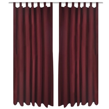 Set de 2 draperii din micro-satin cu bride, vidaXL, 140 x 245 cm, Grena Set de 2 draperii din micro-satin cu bride, vidaXL, 140 x 245 cm, Grena
