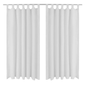 Set de 2 draperii din micro-satin cu bride, vidaXL, 140 x 245 cm, Alb Set de 2 draperii din micro-satin cu bride, vidaXL, 140 x 245 cm, Alb