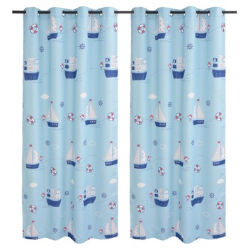 Set de 2 draperii opace pentru camera copiilor, vidaXL, Tesatura, Model vapoare, Albastru, 140 x 240 cm Set de 2 draperii opace pentru camera copiilor, vidaXL, Tesatura, Model vapoare, Albastru, 140 x 240 cm