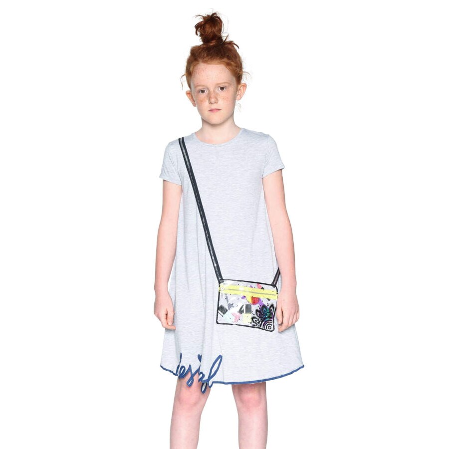 Rochie fete, Desigual, gri, Cheyene, Marimea 7-8 ani