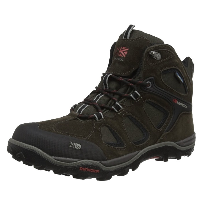 Ghete de drumetie pentru barbati Karrimor Toledo Mid Weathertite #184386581 5-5-38 15-360 O, Piele naturala, Impermeabile si respirabile, Negru/Kaki/Rosu, marimea 45, 29cm, Cutie alba