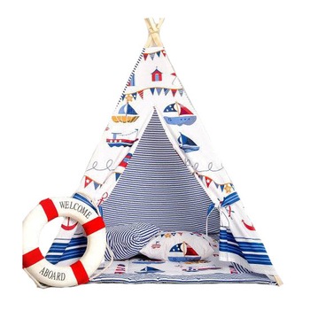 Cort Tepee,alb cu barcute si dungi Cort Tepee,alb cu barcute si dungi