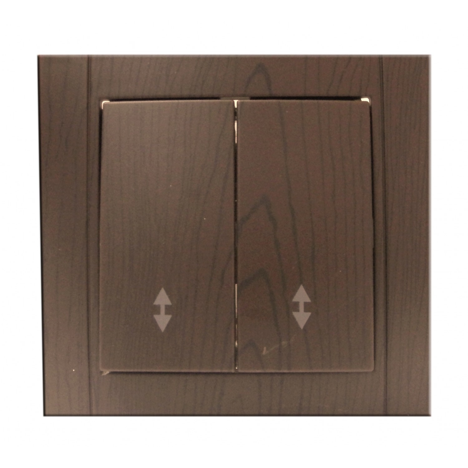 Intrerupator cap scara dublu, Comtec, incastrat, rama inclusa, stejar