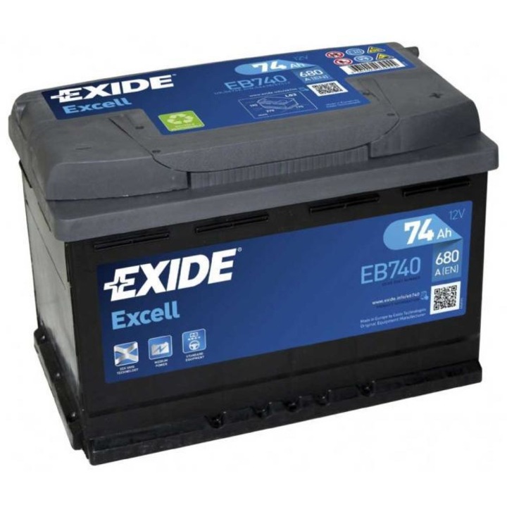 Exide Excell EB740 74Ah 680A Jobb+ (EB740) akkumulátor