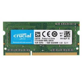 Memorie RAM 4 GB sodimm ddr3, 1600 Mhz, Crucial, pentru laptop Memorie RAM 4 GB sodimm ddr3, 1600 Mhz, Crucial, pentru laptop