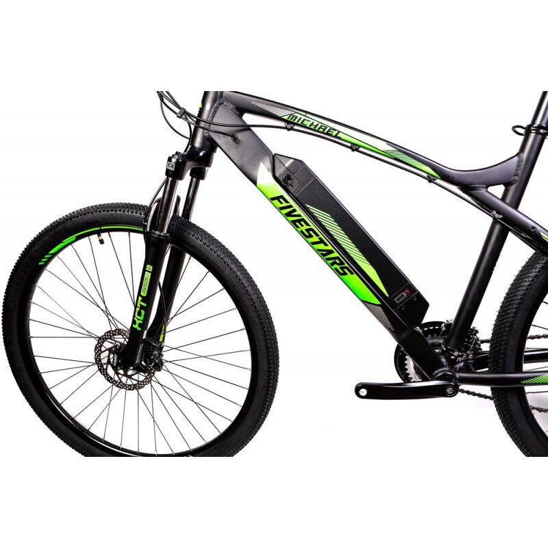 Bicicleta electrica Fivestars 29 negru mat/verde 500mm (L) - eMAG.ro