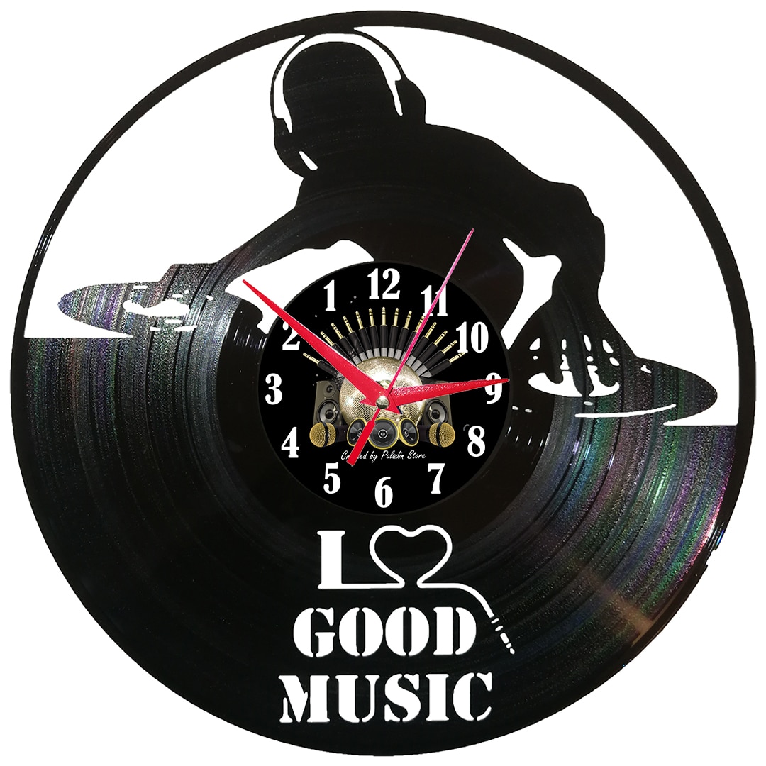 Ceas de perete disc vinil sens invers - I Love Good Music