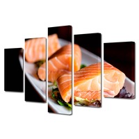 set tablouri multicanvas 5 piese premium art factory truecolor culinar multicolor somon preparat panza pe cadru de lemn decoratiuni moderne pentru casa 100 x 175 cm imagen 33_0_
0