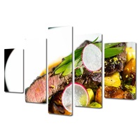 set tablouri multicanvas 5 piese premium art factory truecolor culinar multicolor cina cu vita ridiche spanac si rosii cherry panza pe cadru de lemn decoratiuni moderne pentru casa 100 x 175 cm imagen 42_1_
0