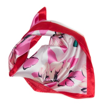 Esarfa, Batic, de dama, Roz cu fluturasi, 50x50 cm - ES135 Esarfa, Batic, de dama, Roz cu fluturasi, 50x50 cm - ES135