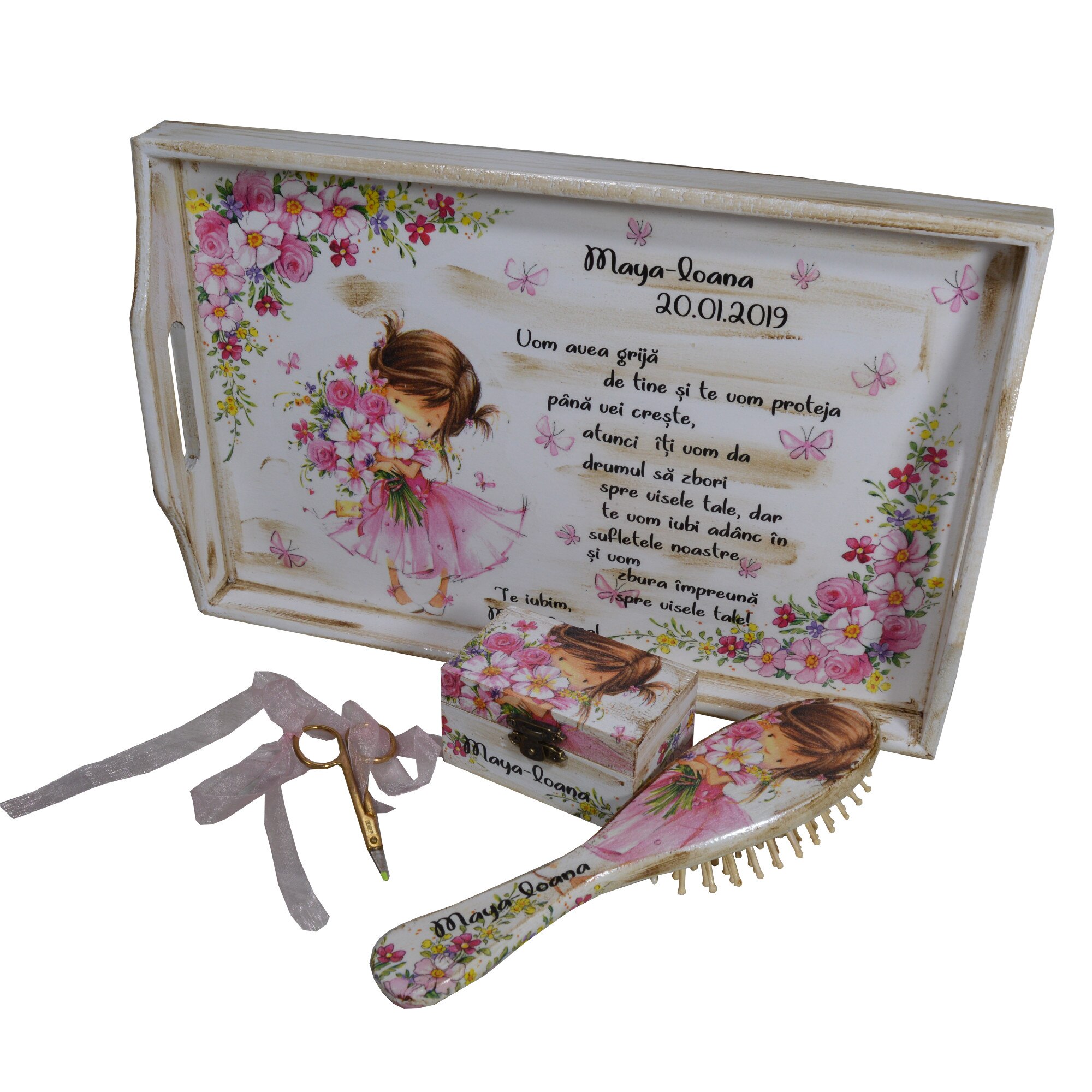 Set mot handmade fetita, 4 piese, Alb/Crem - eMAG.ro