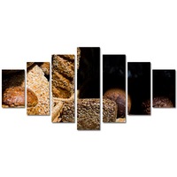 set tablouri multicanvas 7 piese premium art factory truecolor culinar multicolor paine cu seminte  panza pe cadru de lemn decoratiuni moderne pentru casa 70 x 140 cm imagen 53_0_
0