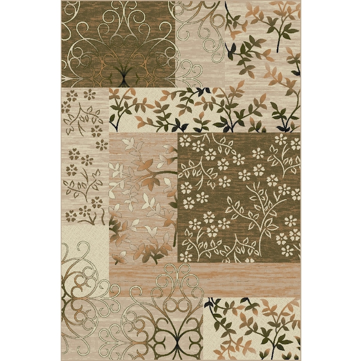 Модерен килим, Lotos 1521, Бежово / Зелено, 200x300 см, 1800 гр/м2