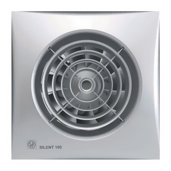 Ventilator de extractie pentru baie si grupuri sanitare Soler & Palau Silent 100 CRZ Silver, Sistem axial, Diametru 100 mm, 2100 RPM, Debit aer 95 mc/h Ventilator de extractie pentru baie si grupuri sanitare Soler & Palau Silent 100 CRZ Silver, Sistem axial, Diametru 100 mm, 2100 RPM, Debit aer 95 mc/h