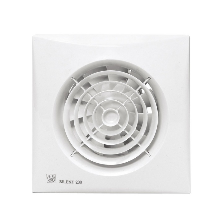 Ventilator de extractie pentru baie si grupuri sanitare Soler & Palau Silent 200 CHZ, Sistem axial, Diametru 120 mm, 2350 RPM, Debit aer 180 mc/h