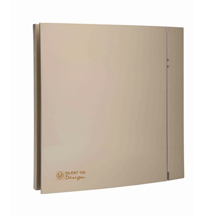 Ventilator de extractie pentru baie si grupuri sanitare Soler & Palau Silent 200 CZ Champagne Design 4C, Sistem axial, Diametru 120 mm, Debit aer 175 mc/h