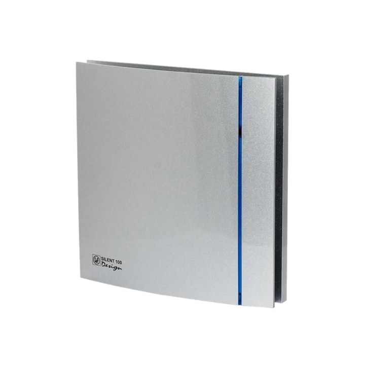 Ventilator de extractie pentru baie si grupuri sanitare Soler & Palau Silent 300 CRZ Silver Design 3C, Sistem axial, Diametru 150 mm, Debit aer 280 mc/h