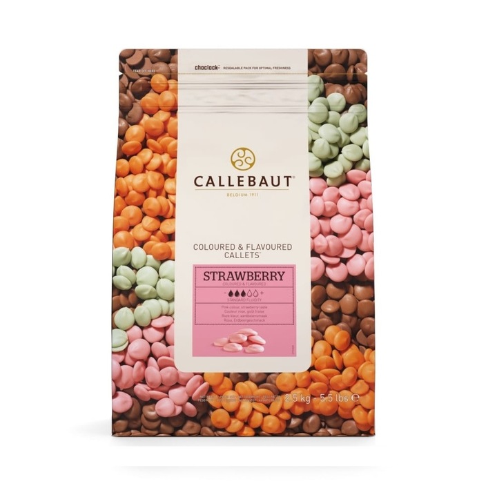 Ciocolata fina roz cu aroma de capsuni, 2.5 kg - Barry Callebaut