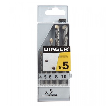 Burghie pentru zidarie, Diager, 4 - 10 mm, set 5 bucati AN Burghie pentru zidarie, Diager, 4 - 10 mm, set 5 bucati AN