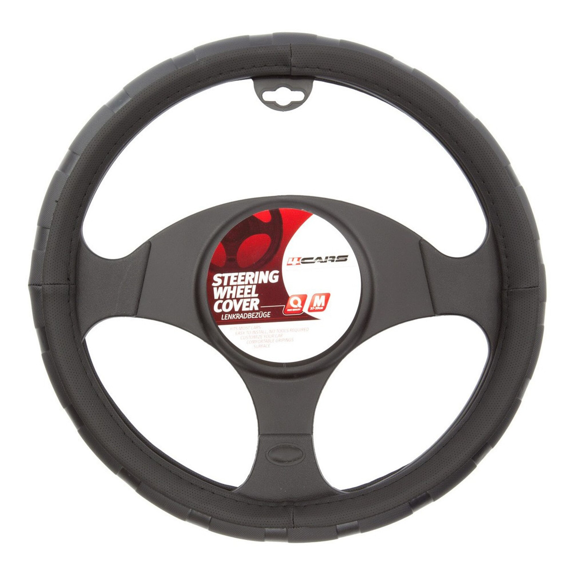 Husa volan negru 37-39 cm 4cars