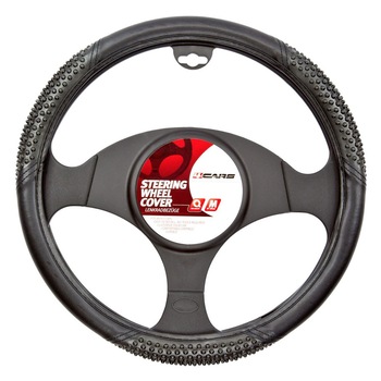 Husa volan cu masaj negru 37-39 cm 4cars Husa volan cu masaj negru 37-39 cm 4cars