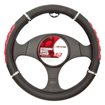 Husa volan negru - rosu 37-39 cm 4cars Husa volan negru - rosu 37-39 cm 4cars