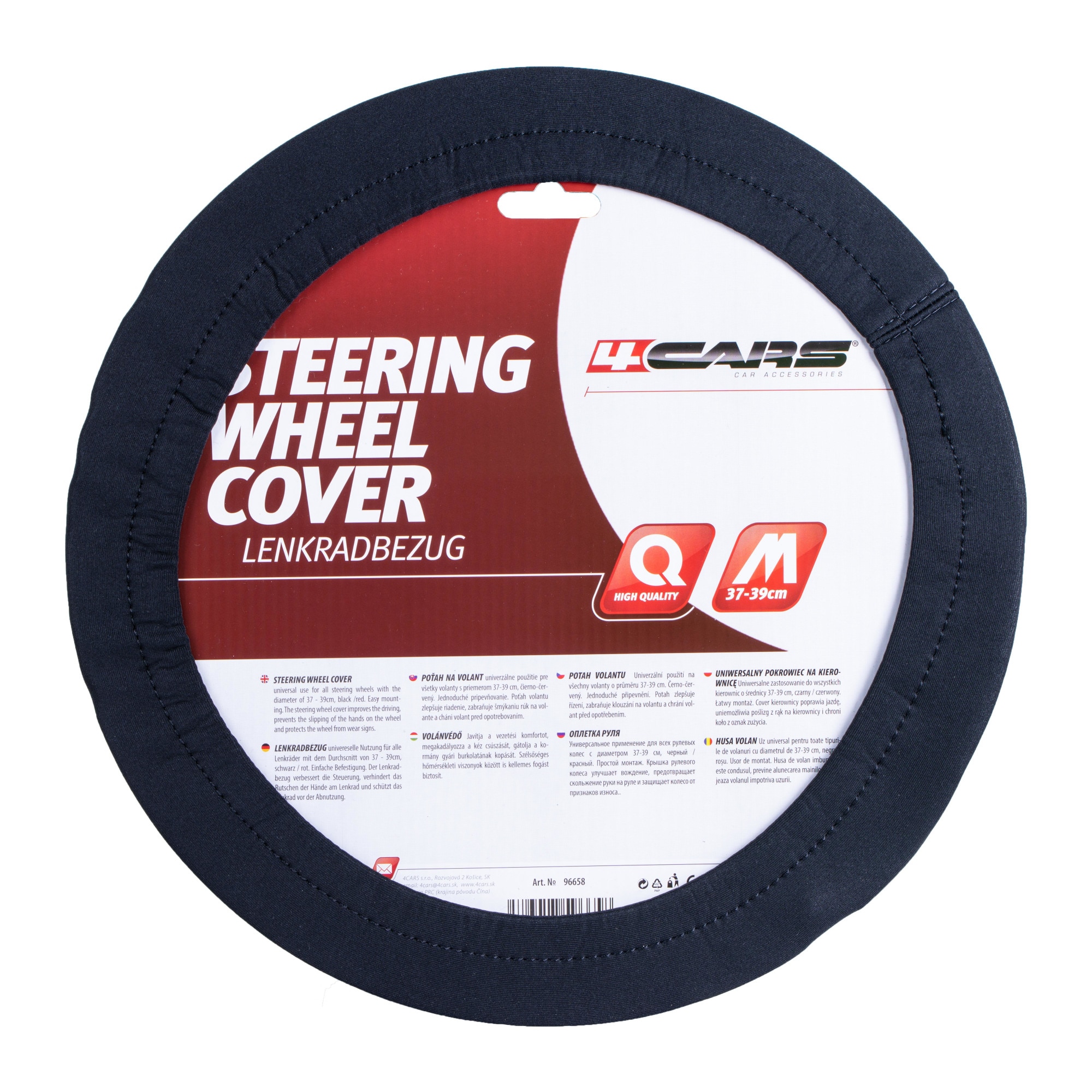 Husa volan elastica neagra 37-39 cm 4cars