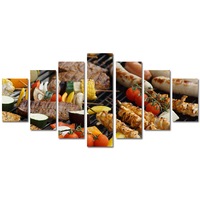 set tablouri multicanvas 7 piese premium art factory truecolor culinar multicolor compozitie frigarui cu legume carnati carne de porc panza pe cadru de lemn decoratiuni moderne pentru casa 70 x 140 cm imagen 47_0_
0