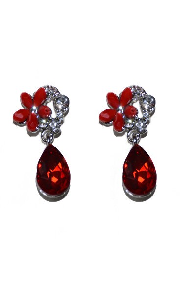 Cercei eleganti cu strasuri cristaline,D&J Exclusive,Rosu