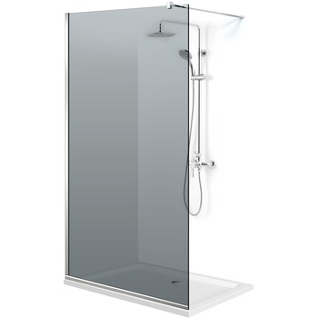 Paravan dus walk-in 70 x 195 cm AQUA ROY, sticla gri 8 mm, profil inox Paravan dus walk-in 70 x 195 cm AQUA ROY, sticla gri 8 mm, profil inox
