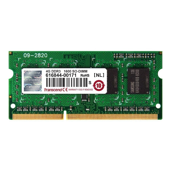 Memorie RAM 4 GB sodimm ddr3, 1600 Mhz, Transcend original, pentru laptop