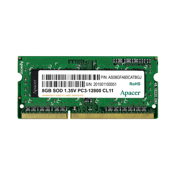Memorie RAM 8 GB sodimm ddr3L, 1600 Mhz, Apacer original, pentru laptop, DV.08G2K.KAM