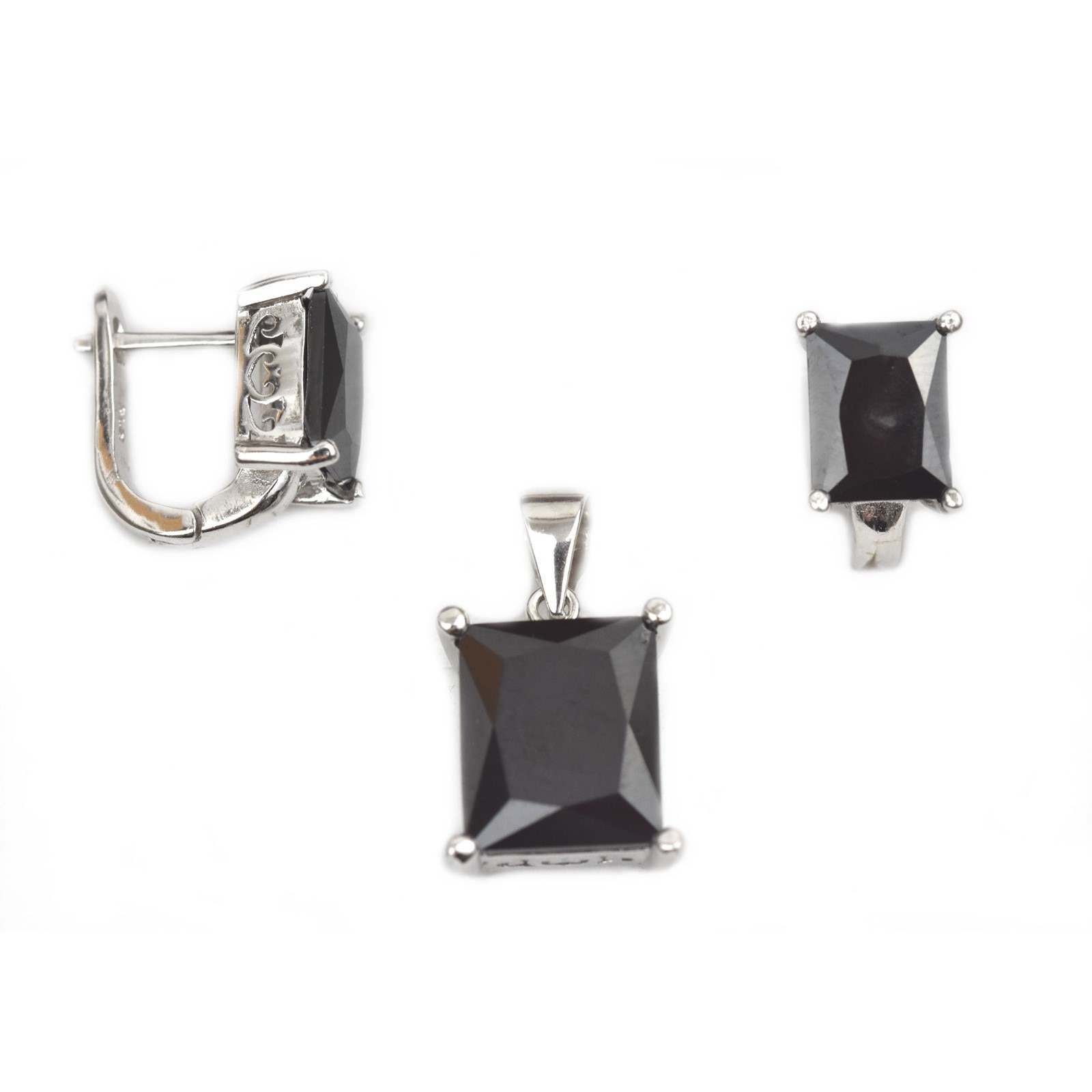 Set argint rodiat cu onix - DA157