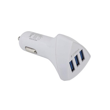 Incarcator Auto , 3 Porturi USB , 2.1 Amperi , Alb Incarcator Auto , 3 Porturi USB , 2.1 Amperi , Alb