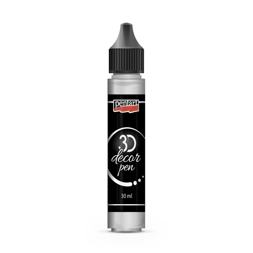Stilou decor 3D Pentart - argintiu metalic, 30 ml