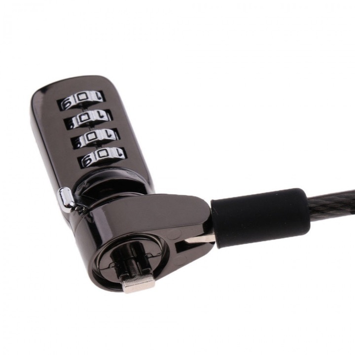 Cablu antifurt Laptop - Cablu de securitate MYSTYLE pentru laptop NEGRU